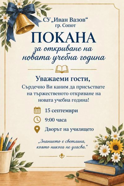 Покана за 15-ти септември 1
